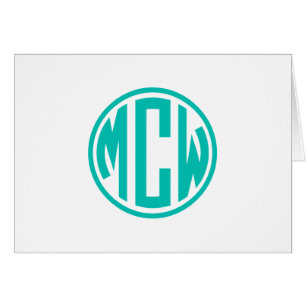 Teal Preppy Circle Monogram DIY BG Cards