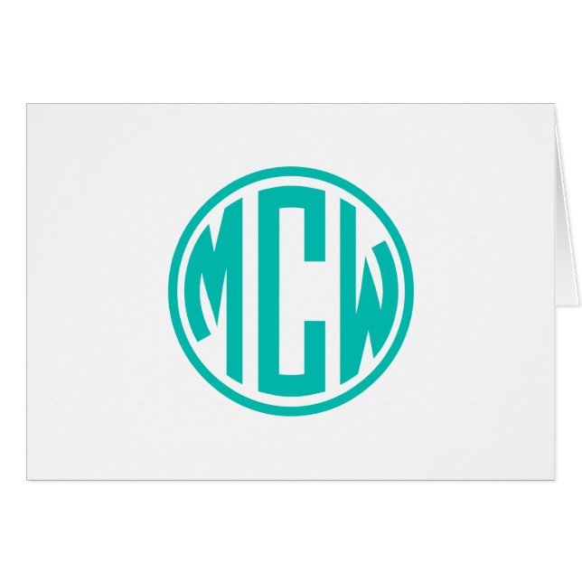 Teal Preppy Circle Monogram DIY BG Cards (Front Horizontal)