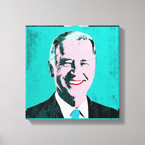 Teal President Biden Pop Art Canvas Print