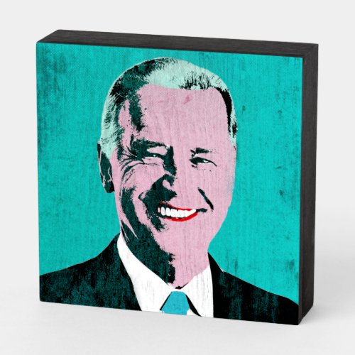 Teal President Biden Pop Art Wooden Box Sign