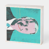 Teal President Biden Pop Art Wooden Box Sign (Angled Vertical)