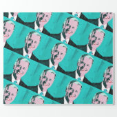 Teal President Biden Pop Art Wrapping Paper (Flat)