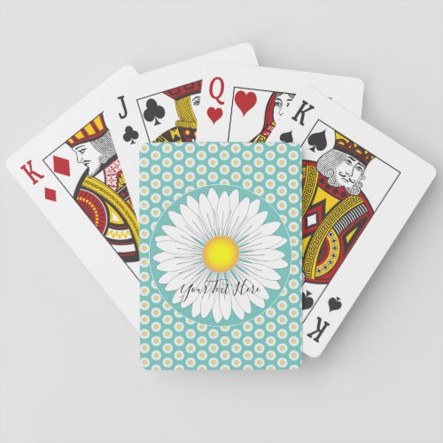 Teal Pretty Little Daisy Custom Red blue  Gray Poker Cards