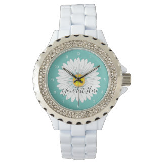 Teal Pretty Little Daisy Custom Rhinestone eWatch Watch