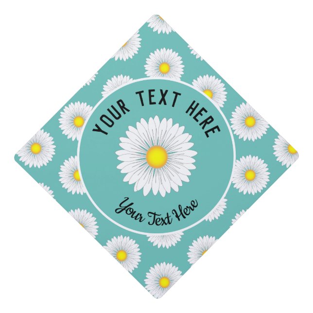 Teal Pretty Little Daisy Graduation Cap Topper (Front)