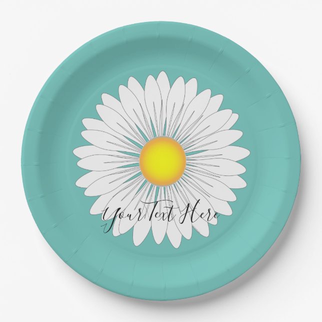Teal Pretty Little Daisy Paper Plates (Front)