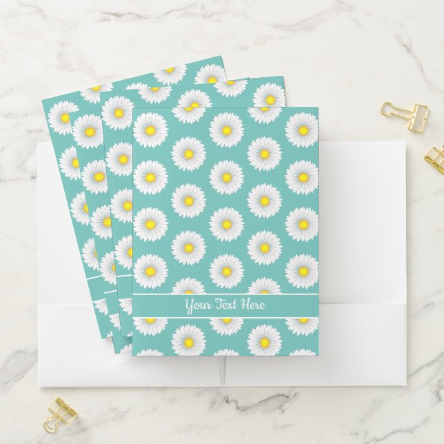 Teal Pretty Little Daisy Pocket Folder (In Situ)
