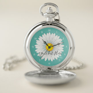 Teal Pretty Little Daisy Pocket Watch