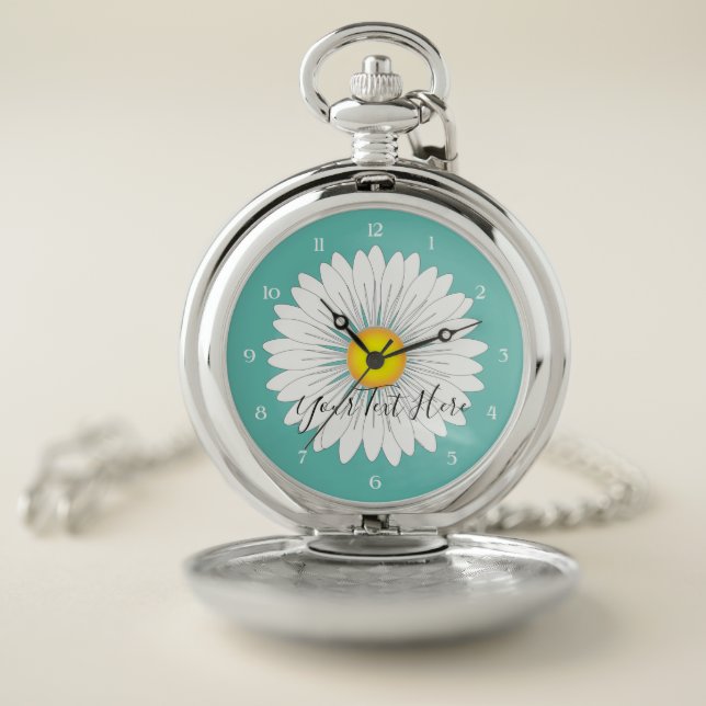 Teal Pretty Little Daisy Pocket Watch (Inside)
