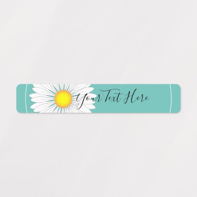 Teal Pretty Little Daisy Rectangle Labels (Design 1)