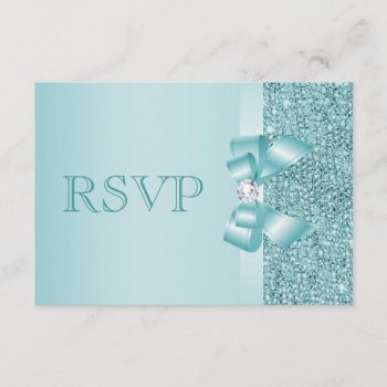 Teal Printed Sequins Wedding Rsvp by AJ_Graphics at Zazzle