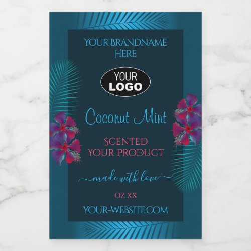 Teal Product Labels Purple Red Hawaii Flowers Logo