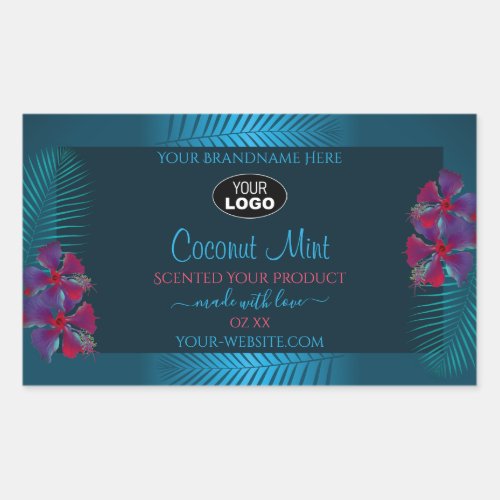 Teal Product Labels Purple Red Hawaii Flowers Logo