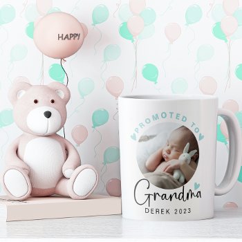 Teal Promoted To Grandma | Photo Gift Mug by EnjoyDesigning at Zazzle