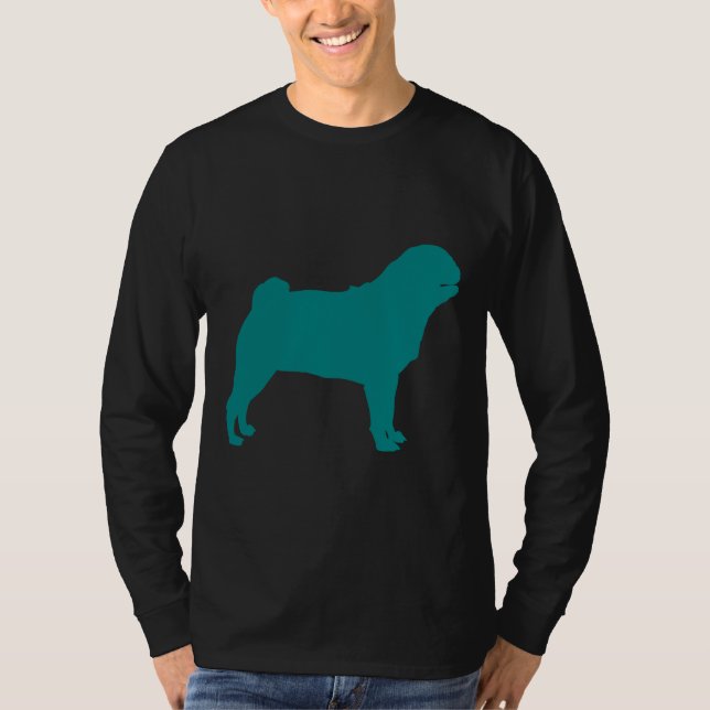 Teal Pug Silhouette Classic T-Shirt 708 (Front)