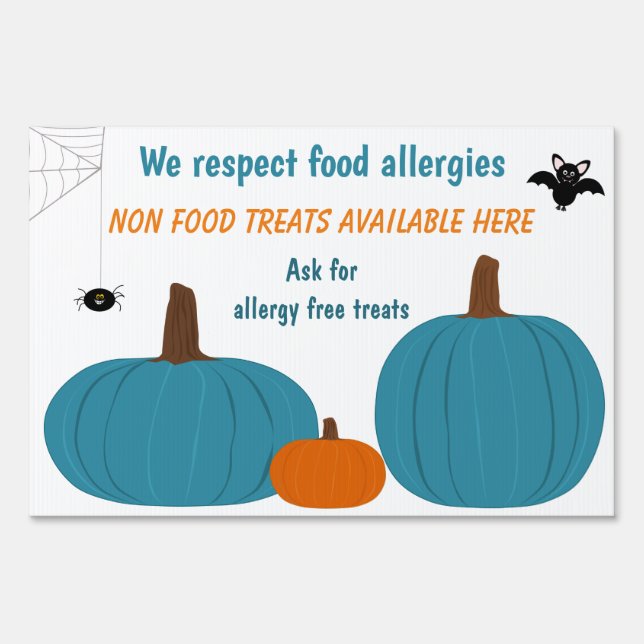Teal Pumpkin Allergy Free Halloween Sign (Front)