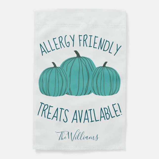 Teal Pumpkin Allergy Friendly Trick or Treat Garden Flag (Front)