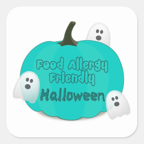 Teal Pumpkin Food Allergy Friendly Halloween Square Sticker