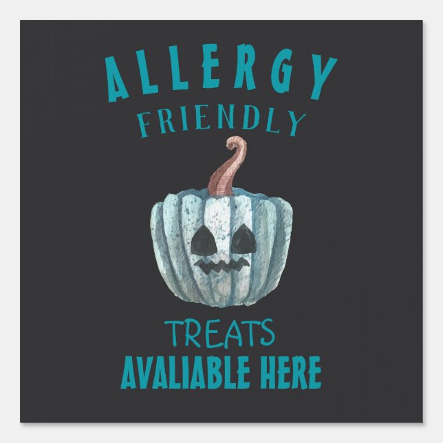 Teal Pumpkin Halloween Allergy Friendly Treats Sign (Front)