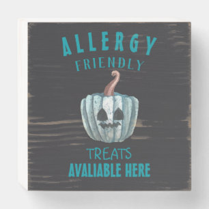 Teal Pumpkin Halloween Allergy Friendly Treats Wooden Box Sign