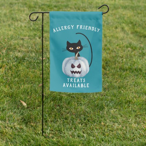 Teal Pumpkin Halloween Black Cat Allergy Friendly Garden Flag
