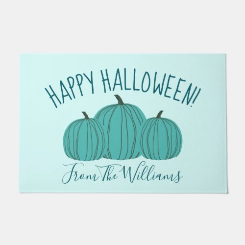 Teal Pumpkin Happy Halloween Doormat