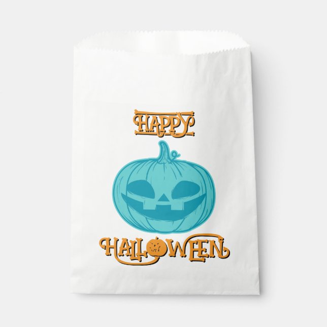 Teal Pumpkin Happy Halloween Favor Bag (Front)