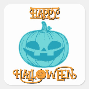 Teal Pumpkin Happy Halloween Square Sticker