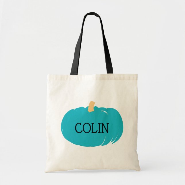 Teal Pumpkin Kids Food Allergy Awareness Halloween Tote Bag (Front)
