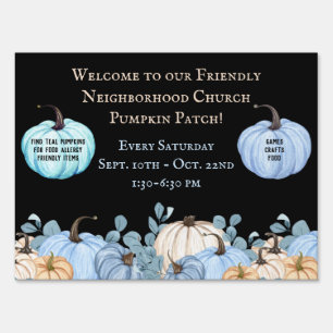 Teal Pumpkin Patch Food Allergy Friendly Black Sign