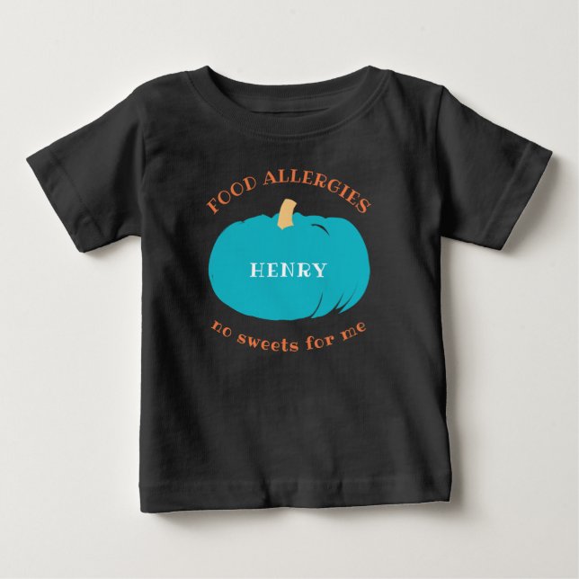 Teal Pumpkin Personalized Allergy Halloween Kids Baby T-Shirt (Front)