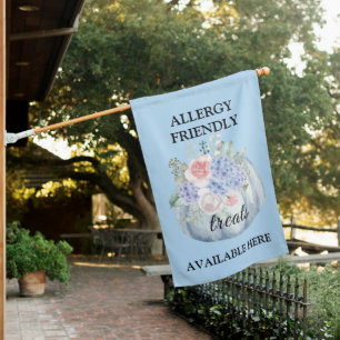 Teal Pumpkin Watercolor Allergy Friendly Treats House Flag