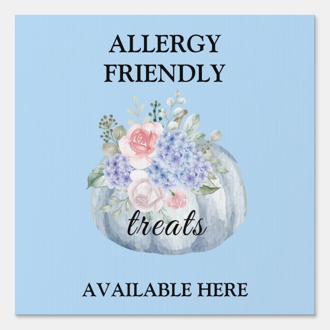Teal Pumpkin Watercolor Allergy Friendly Treats Sign (Front)
