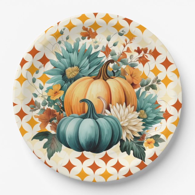 Teal Pumpkins Paper Plates (Front)