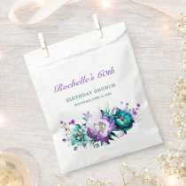 Teal Purple and Gold Floral Faux Foil Favor Bag