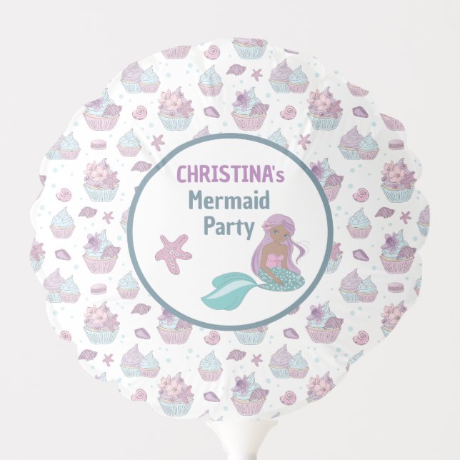 Teal Purple Black Mermaid Birthday Party Sea theme Balloon (Front)