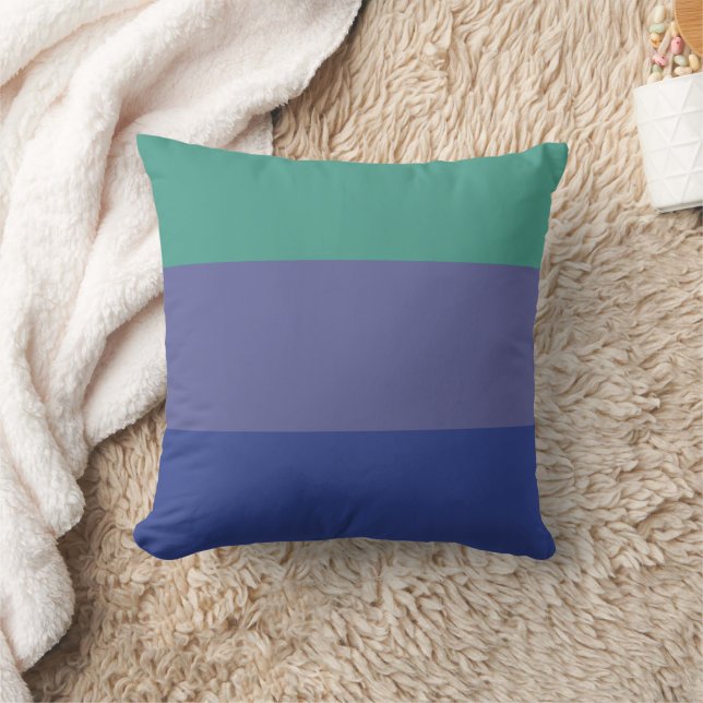 Teal Purple Blue Striped  Throw Pillow (Blanket)