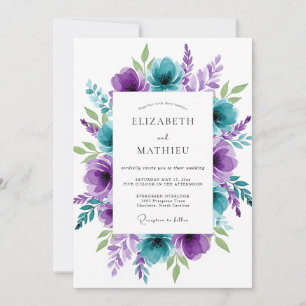 Teal Purple Breathtaking Spring Wedding Invitation