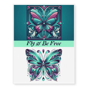 Teal & Purple Butterflies Set Temporary Tattoos