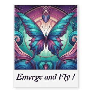 Teal & Purple Butterfly 3 Temporary Tattoos