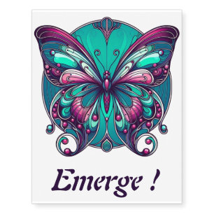 Teal & Purple Butterfly 4 Temporary Tattoos