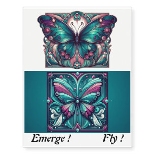 Teal & Purple Butterfly Set 2 Temporary Tattoos