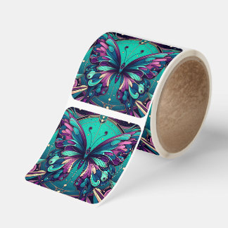 Teal & Purple Butterfly Squared Square Sticker