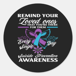 Teal Purple Butterfly Suicide Awareness Classic Round Sticker