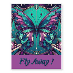 Teal & Purple Butterfly Temporary Tattoos