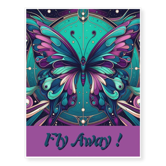 Teal & Purple Butterfly Temporary Tattoos (Front)