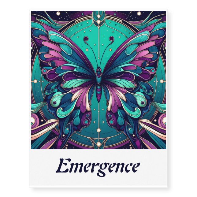 Teal & Purple Butterfly Temporary Tattoos (Front)