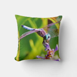 Teal & purple Dragonfly Throw Pillow