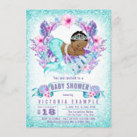 Teal Purple Ethnic Mermaid Baby Shower Invitation