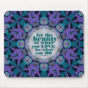 Teal+Purple GeoFractal Art Quote Mousepad